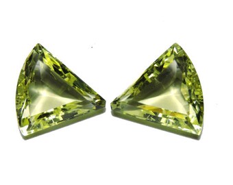 2 Pieces Beautiful Lemon Quartz Faceted Triangular Shaped Loose Gemstone Size 17X17 MM