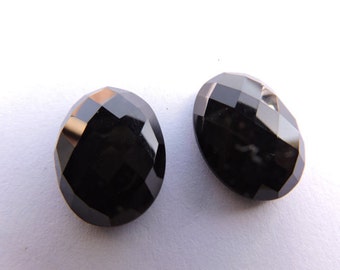 Matched Pair AAA Genuine Black Onyx Rose Cut Faceted Oval Shaped Briolette Size 20*15 MM