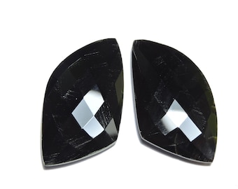 1 Matched Pair Natural Black Onyx Faceted Fancy Shaped Gemstone/ Fancy Shaped/ Onyx Jewelry/ Gift/ Size 35X18 MM