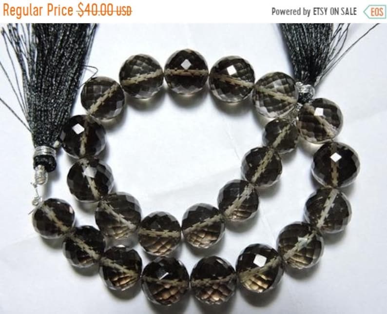 Summer Sale 20 Beads Genuine AAA Smoky Quartz Micro Faceted Round Balls Beads Size 8-10 MM