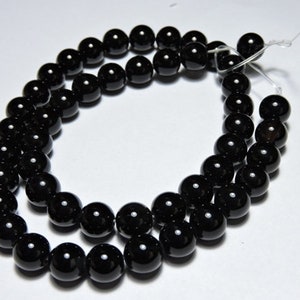 48 Pieces Beautiful Natural Black Onyx Smooth Polished Balls Size 7-8 MM