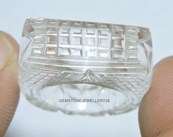 Natürlicher Bergkristall Quarz Geschnitzter Ring / Kristall Ring / Geschnitzter Kristall Ring / Edelstein Schmuck / Geschenk