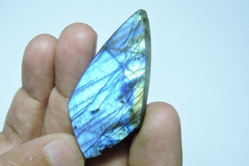 1 Piece Very Beautiful Natural Labradorite Flat Polished Fancy Shape Briolette Size 50X24 MM image 1