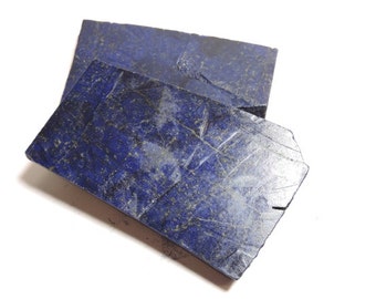 1265 Carats 2 Pcs Naturel Lapis Lazuli Dalles Brutes Afghanistan Lapis Lazuli Taille - 89X50X9 - 83X50X10 Mm