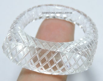 Natürlicher Bergkristall Quarz Geschnitzter Ring / Bergkristall Ring / Geschnitzter Ring / Edelstein Schmuck / Geschenk