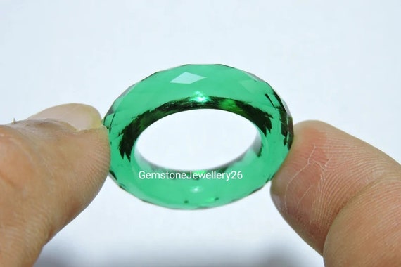 1 Piece Green Quartz Full Faceted Single Gemstone Made Ring