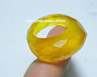 Natural Yellow Chalcedony Faceted Ring / Chalcedony Made Ring / Faceted Gemstone Made Ring / Gift