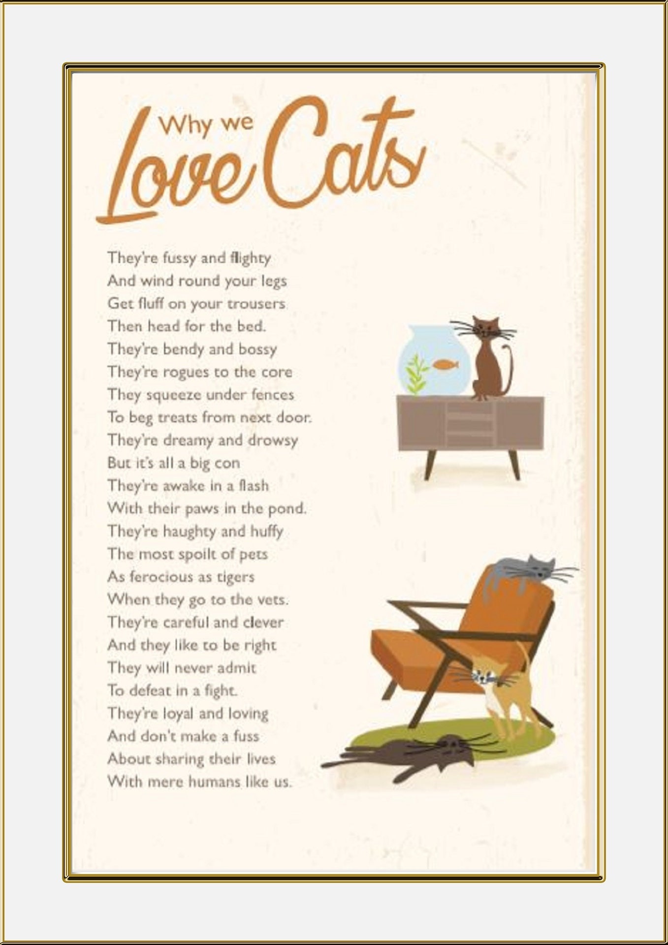 Poem for a Catlover, Gift for a Cat Owner, Cat Poem Print, Cat