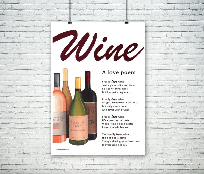 Poem for a winelover illustrated wine poem print Etsy