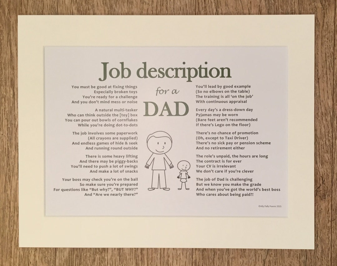 Dad's Job Description Poem Print Poem for Dad or Step Dad - Etsy