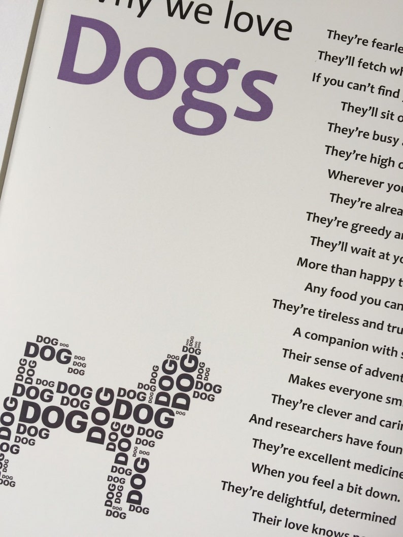 Poem for a Doglover, Illustrated Poem Print Gift for a Dog Lover, Dog