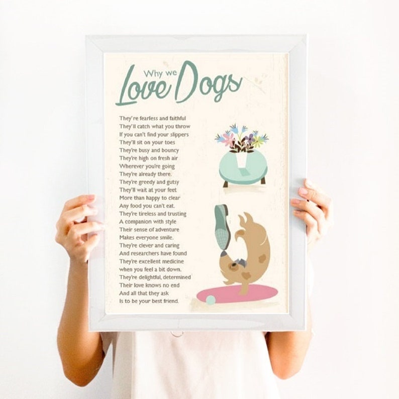 Poem for a Doglover, Illustrated Poem Print Gift for a Dog Lover, Dog