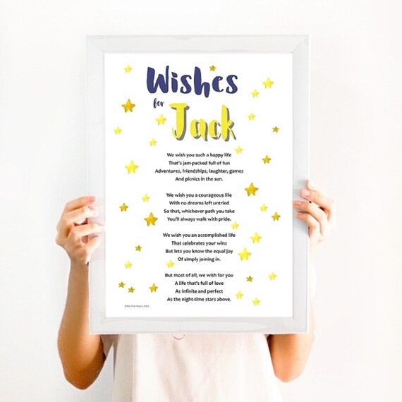 Poeme personnalise pour enfant imprime de poeme Wishes for a Child cadeau d anniversaire personnalise unique pour enfant ou cadeau de bebe pour bebe garcon ou petite fille Etsy France