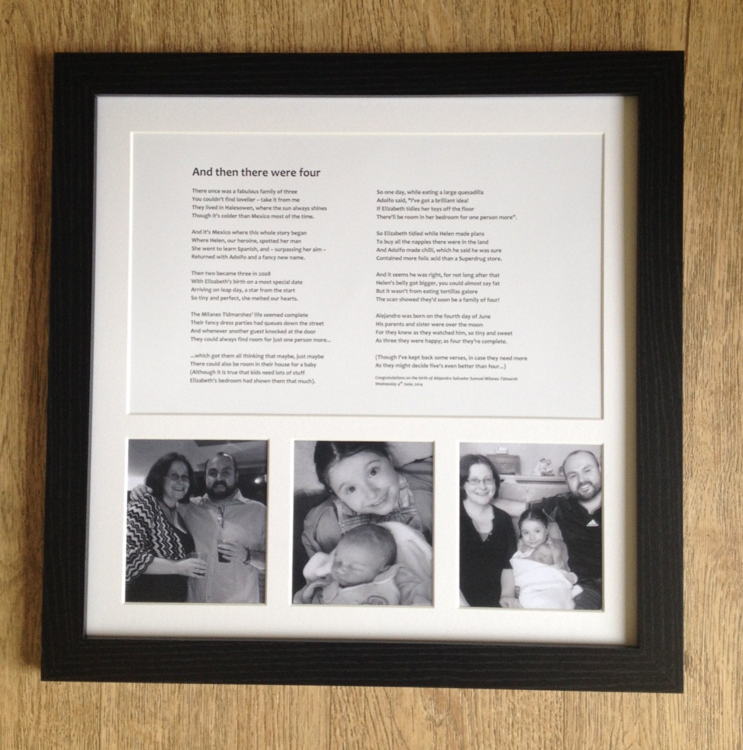 Personalised framed poem 40 lines with space for photos Etsy