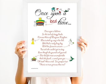 Personalised fairy tale poem print, child's birthday gift or custom print for child's bedroom, nursery print, personalised children's story