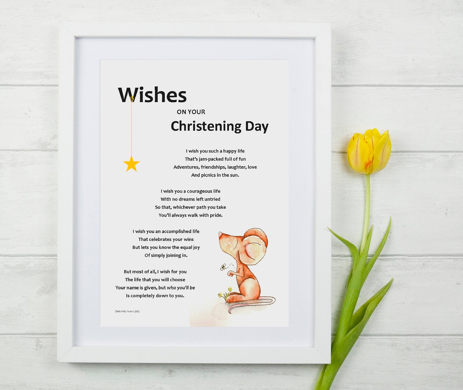 Wishes on Your Christening Day Poem, Illustrated Poem, Unique Baby Gift