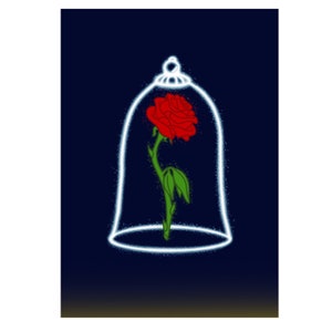 Beauty and the Beast, Princess, Rose, Belle inspired Fairytale Art Print A4