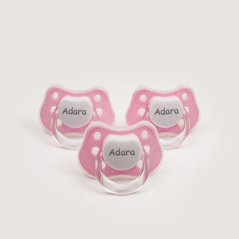 3 X Personalized Pacifiers With Name Dummies Pink Etsy
