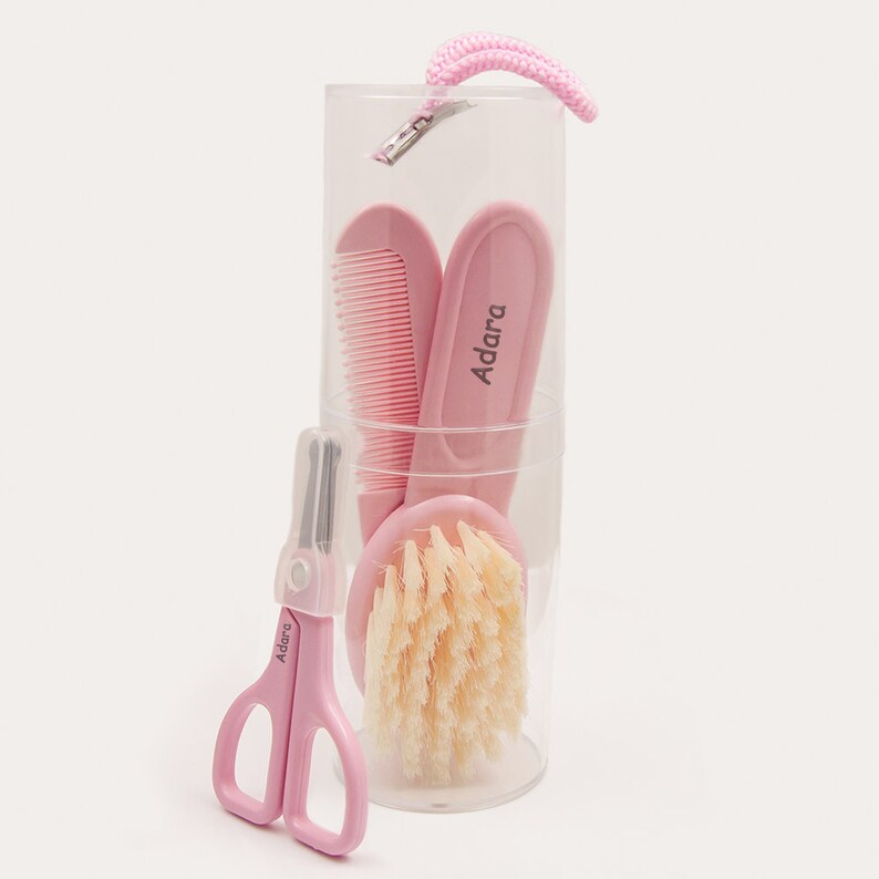 Pink Set Comb Brush and Scissors with Name