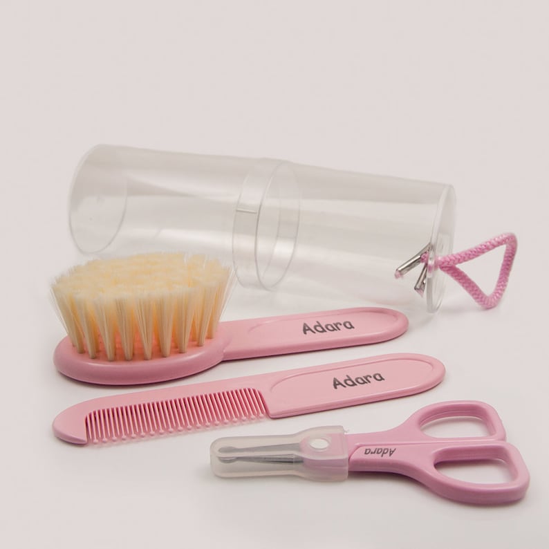 Pink Set Comb Brush and Scissors with Name