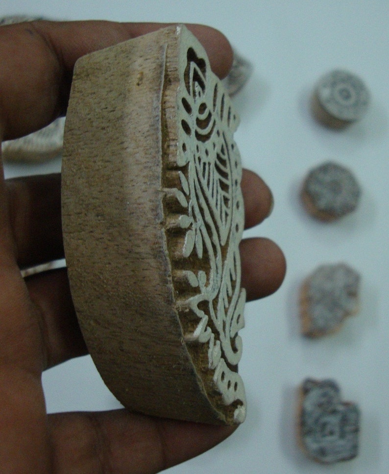 Paper Stamping Craft Pottery 12 Pieces Assorted Blocks Indian Wood Printing Stamps Fabric Block Printing Textile