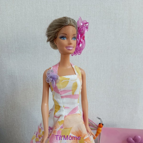 Robe de princesse pour poupée Barbie/Robe de soirée Barbie/vêtementsBarbie/mode Barbie/modèle unique fait main Barbie/artisanat français