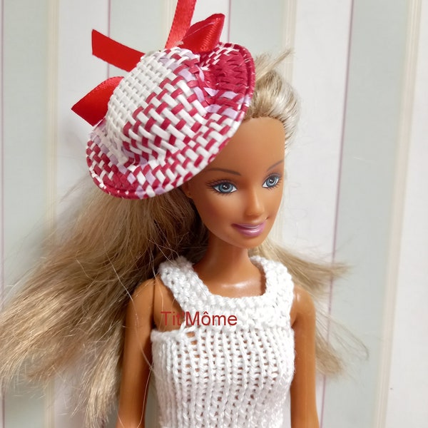 Pantalon, haut et chapeau pour poupée Barbie/tunique Barbie/pantalon droit Barbie/chapeau Barbie/tenue été Barbie/modèle unique fait main