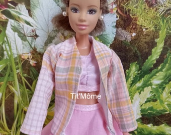 Ensemble jupe, brassière et veste pour poupée Barbie/vêtements Barbie/mode Barbie/modèle unique fait main Barbie