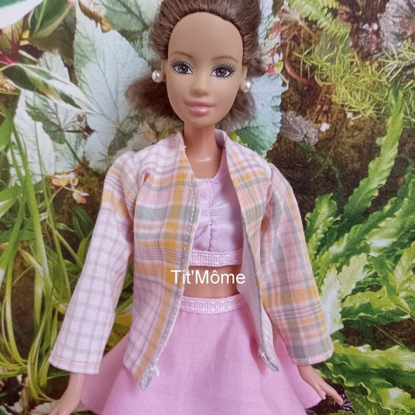 Ensemble jupe, brassière et veste pour poupée Barbie/vêtements Barbie/mode Barbie/modèle unique fait main Barbie