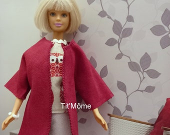 Pantalon, haut et manteau pour poupée Barbie/mode Barbie/vêtements Barbie/ensemble pantalon Barbie/manteau Barbie/modèle unique fait main