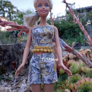 Short, haut et sac à main pour poupée Barbie/sac de plage Barbie/short Barbie/haut Barbie/vêtements Barbie/mode été Barbie/modèle unique image 2