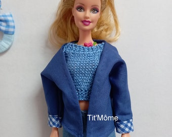 Pantalon, haut et veste pour poupée Barbie/mode Barbie/vêtements Barbie/modèle unique fait main Barbie