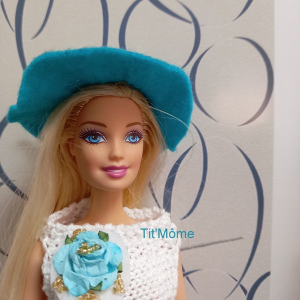 Robe, chapeau, bracelet et broche pour poupée Barbie/vêtements Barbie/mode Barbie