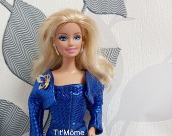 Tenue de soirée pour poupée Barbie/Tenue de gala bleue pour poupée Barbie/vêtements Barbie/modèle unique Barbie/vêtement soirée Barbie