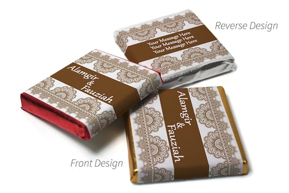 Mehndi Wedding Chocolates Favors, Personalized Neapolitan Chocolates, Mehndi Party Favors, Custom Wedding Gifts, Brown Banner