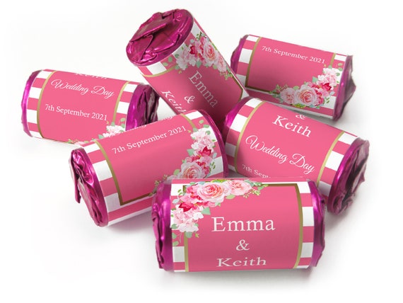 Wedding Sweets - Personalised Wedding Favours - Love Heart Sweets with Inner Foil choices - V10