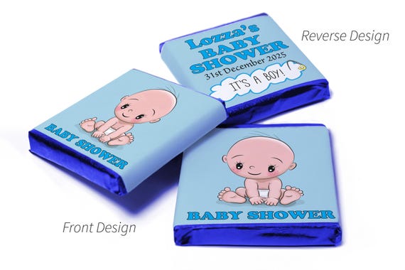 Baby Shower Chocolates - Personalised Favours - Neapolitan's Blue Foils - Boy V3