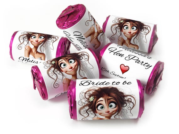 Hen Party Sweets - Personalised Favours - Love Heart Sweets with Inner Foil choices - V11