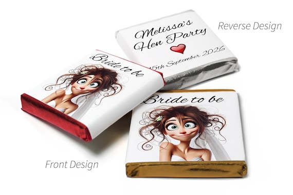 Hen Party Chocolates - Personalised Favours - Neapolitan Bride to be - V6