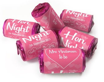 Hen Night Sweets - Personalised Favours - Love Heart Sweets, V1