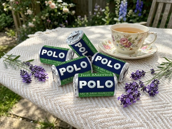 Personalised Wedding Polo Mini Mints Favours | Custom Just Married Mint Rolls for Guests | Unique Mint Sweets & Engagement Party Gifts V4