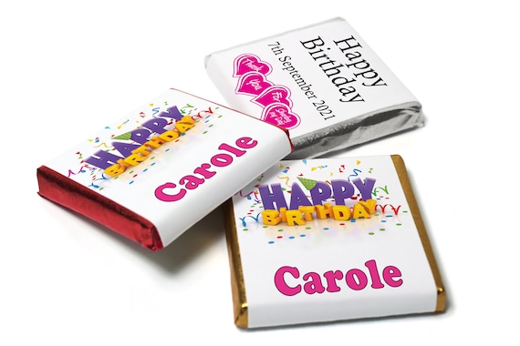Birthday Gifts - Personalised Favours - Neapolitan Chocolates - V1-Pink Text