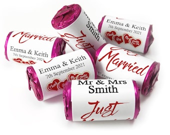 Wedding Sweets - Personalised Wedding Favours - Love Heart Sweets - with Foil Choices - V4