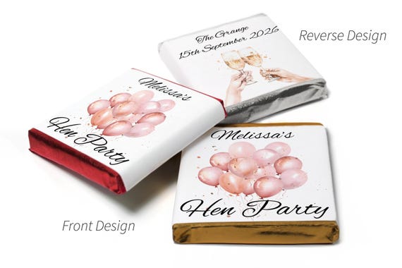 Hen party chocolates - personalised favours - neapolitan bride- v4