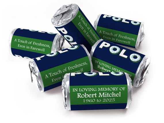 Funeral Polo Mints - Personalised Favors - Mini Rolls , in loving memory Foil Choices - V4