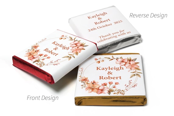Floral Wedding Chocolates - Personalised Wedding Favours - Neapolitan Chocolates - V25