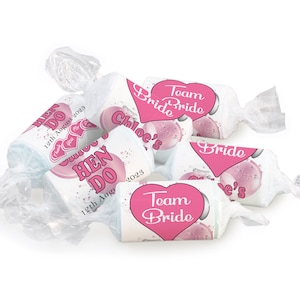 Hen Sweets - Personalised Favours - Love Heart Sweets, Team Bride - Clear ends - V3