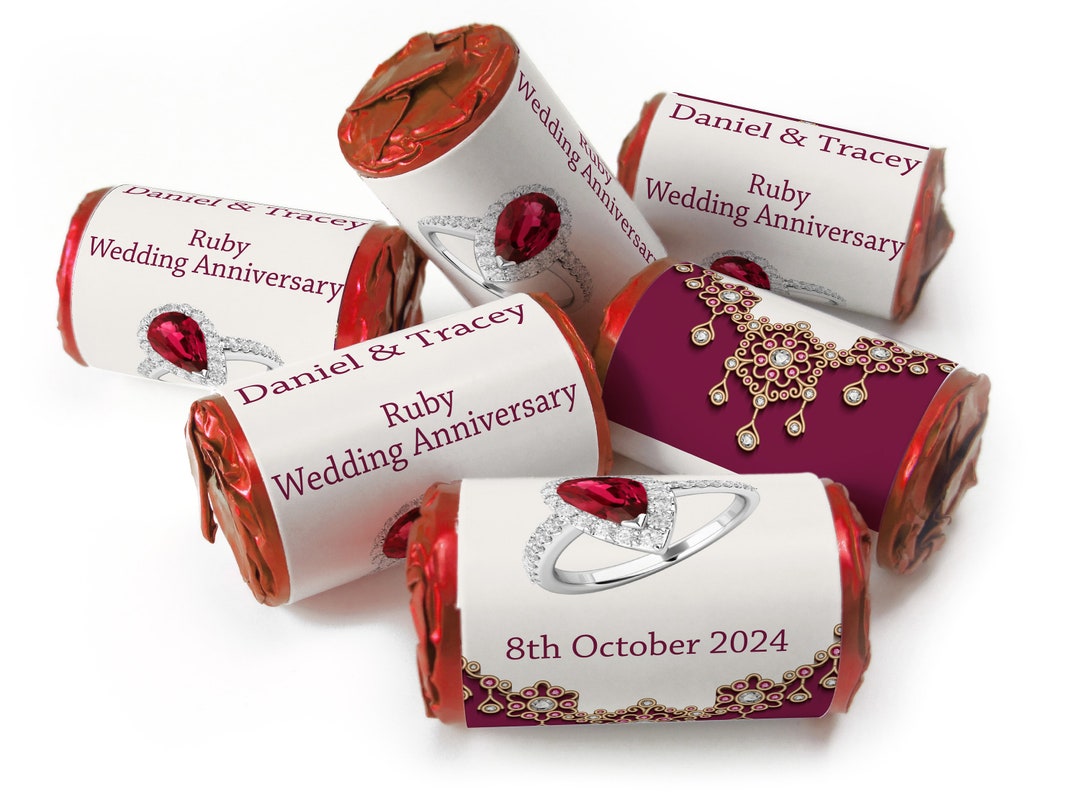 Ruby Wedding Anniversary Gifts - Love Heart Sweets - 40th Wedding