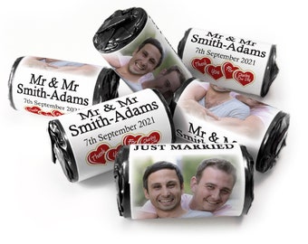 Wedding Sweets - Personalised Wedding Favours - Love Heart Sweets with Inner Foil choices, Mr & Mr - V3