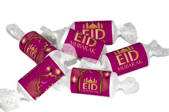 EID Sweets - Personalised Favours - Love Heart Sweets, EID GIFTS - Clear ends - V3-Purple